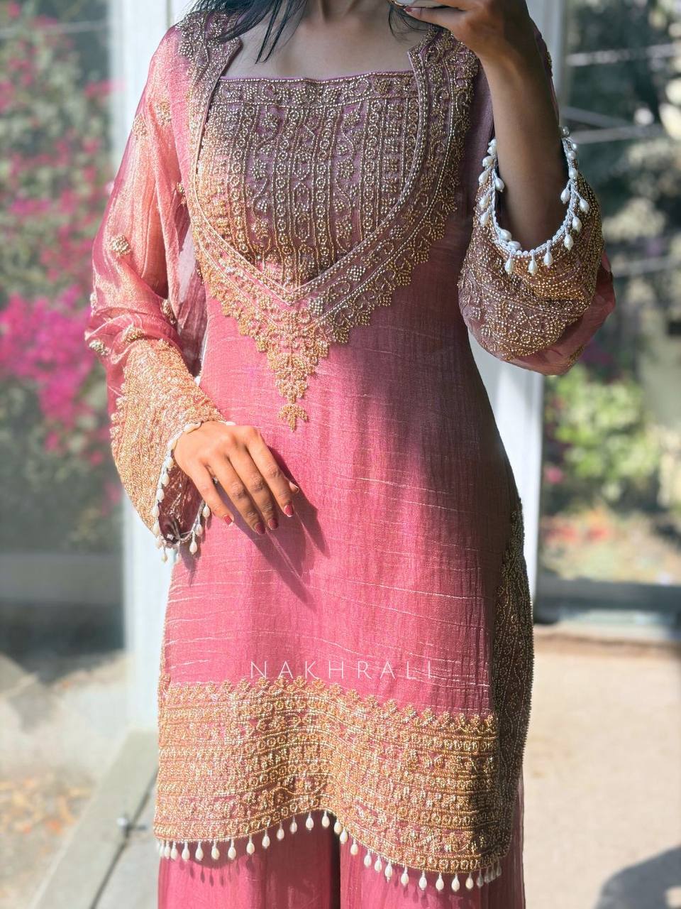 Royal Orchid Embroidered Evening Couture